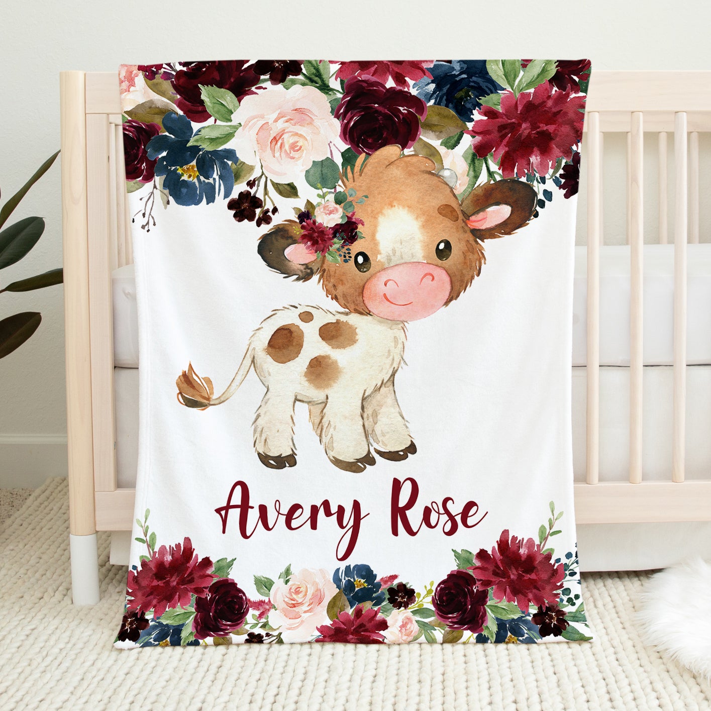 Cow Floral Blanket