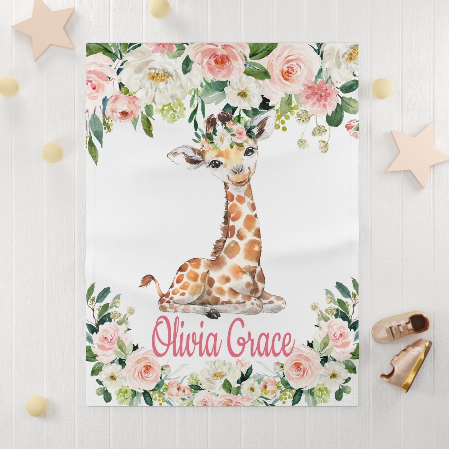 Giraffe Floral Blanket