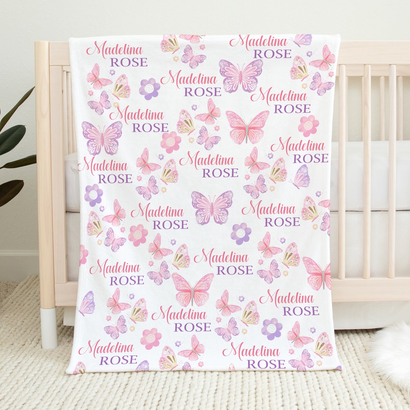 Butterfly Floral Blanket