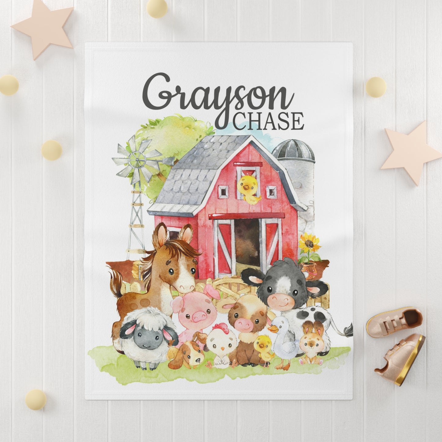 Personalized Farm Animals Baby Blanket