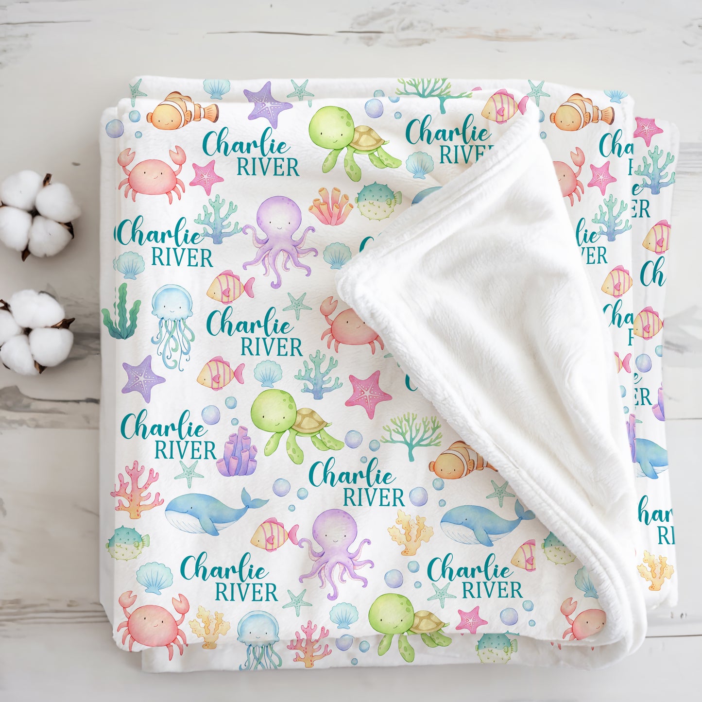 Sea Animals Name Blanket