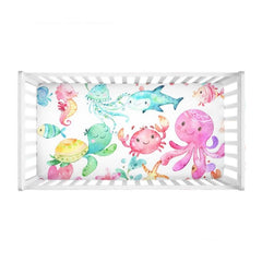 Sea Animals Baby Girl Nursery Crib Bedding Set