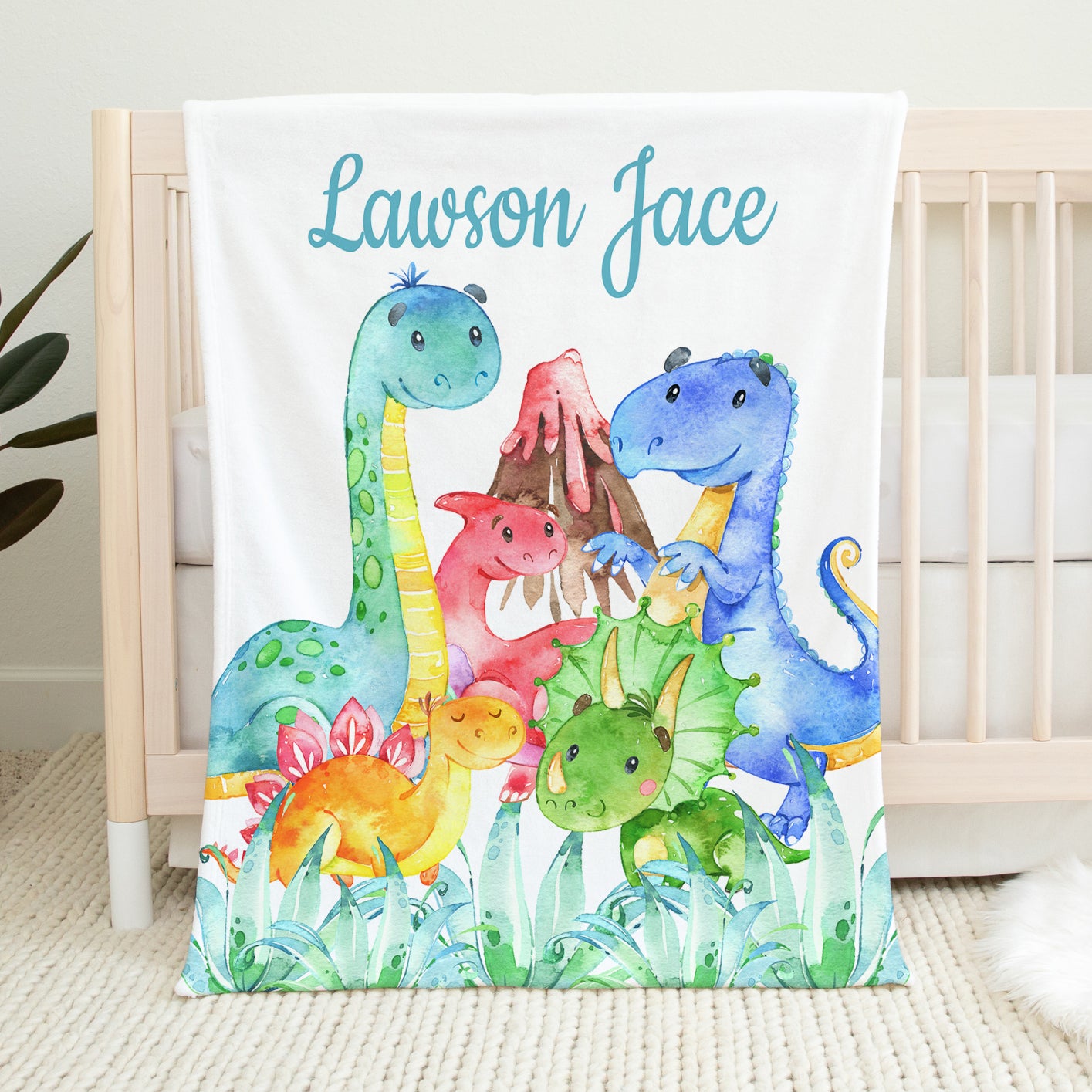 Dinosaur Baby Name Blanket