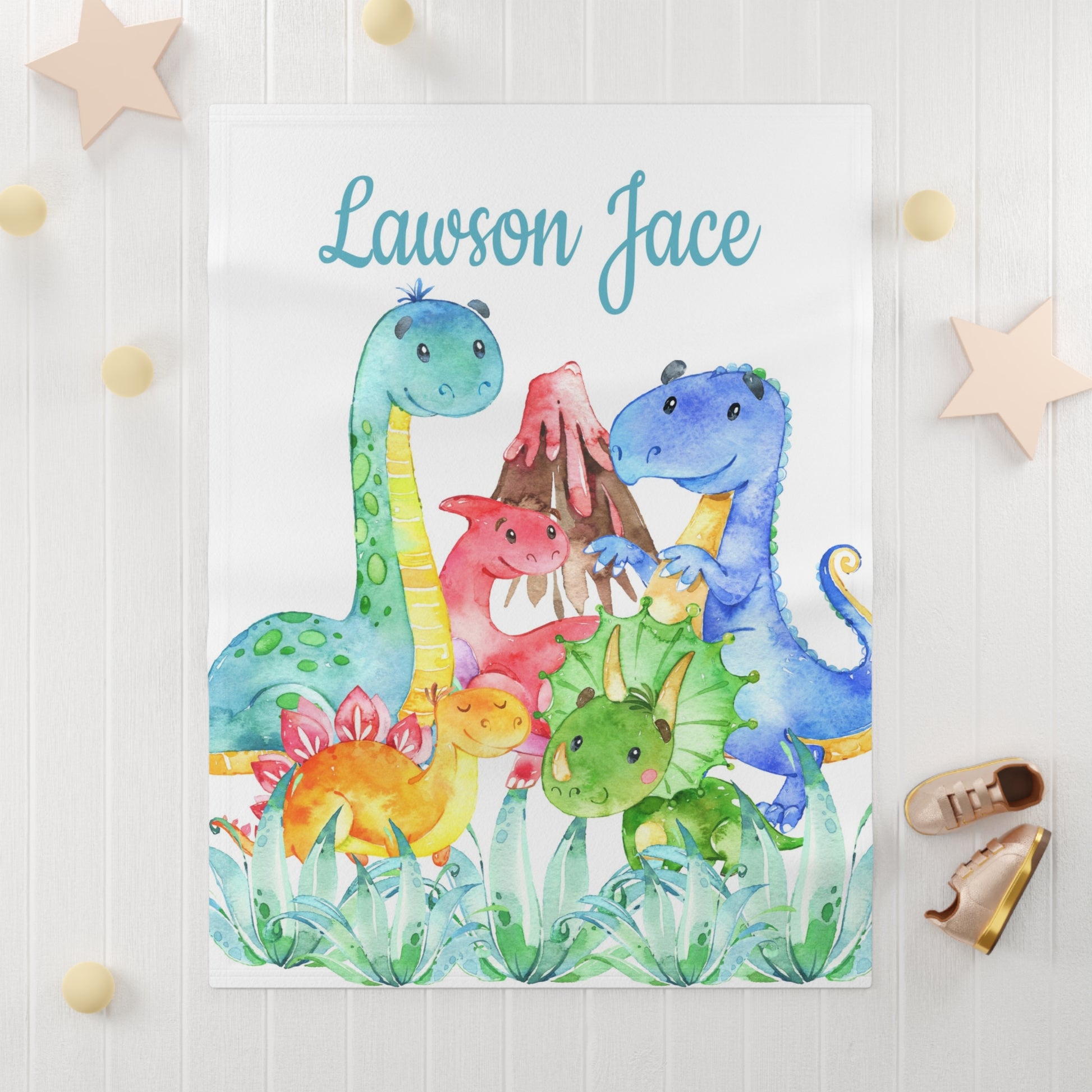 Dinosaur Baby Name Blanket