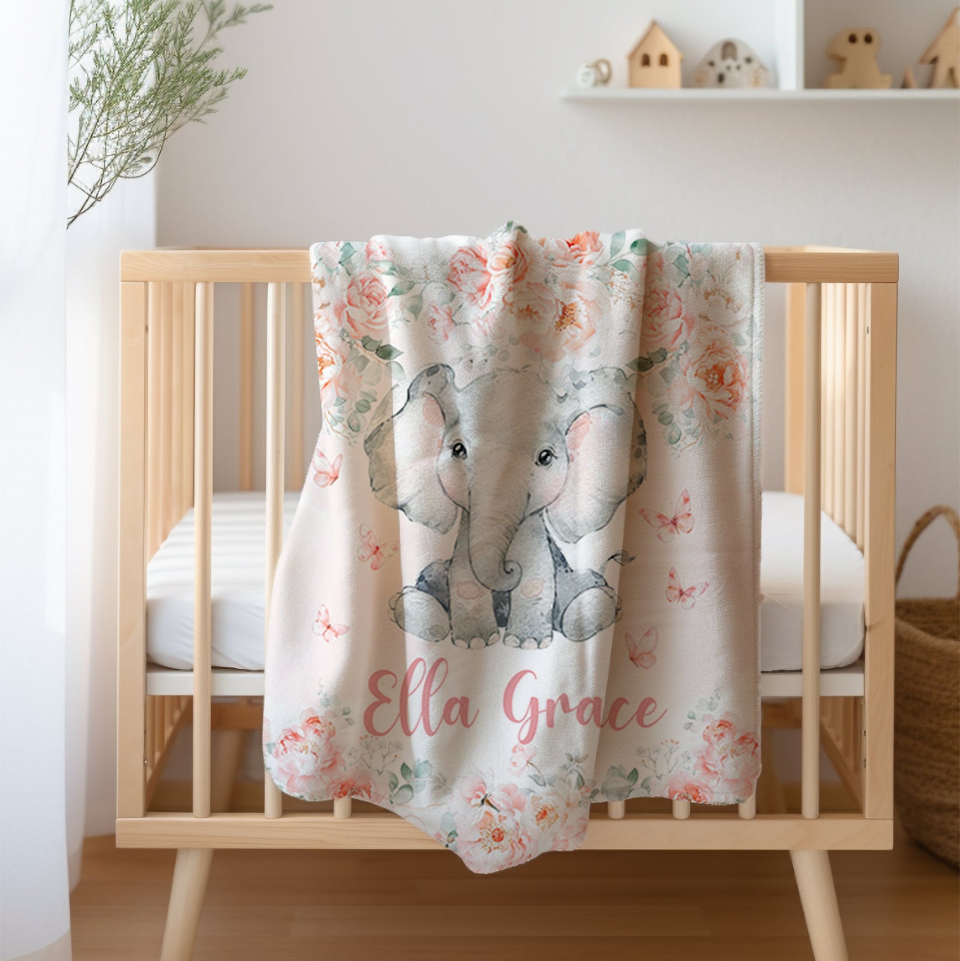 Elephant Floral Blanket