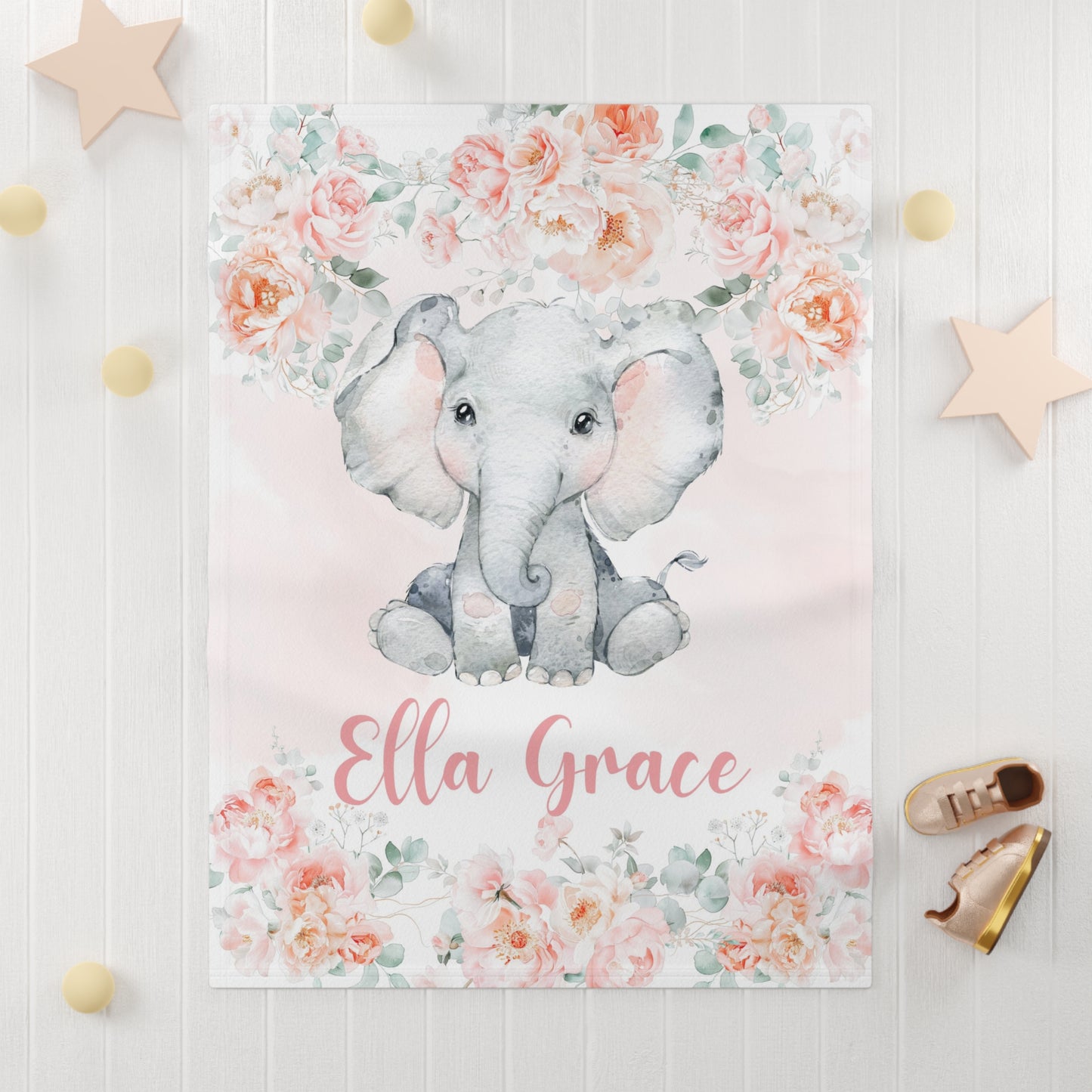Elephant Floral Blanket