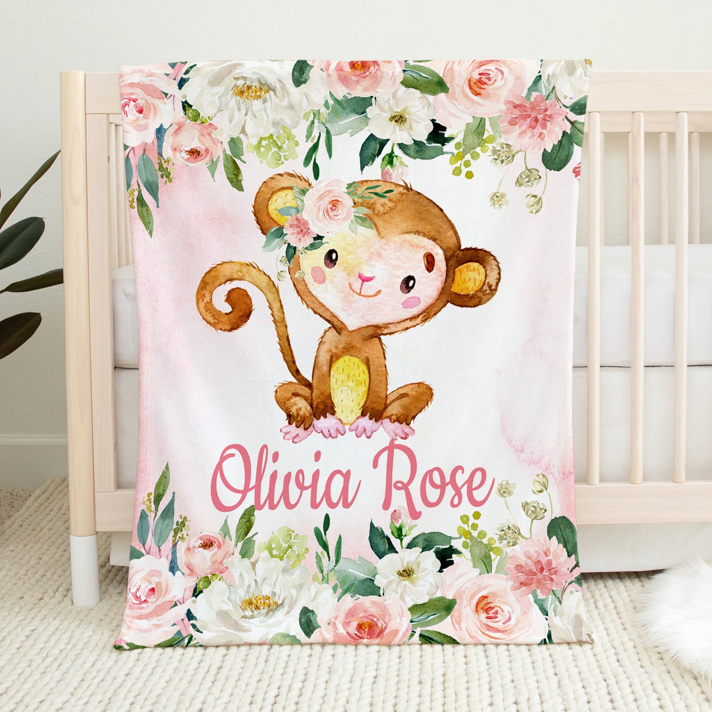 Monkey Floral blanket