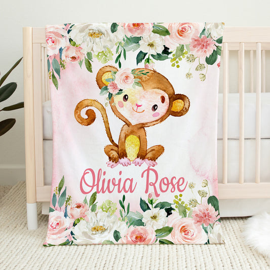 Monkey Floral blanket
