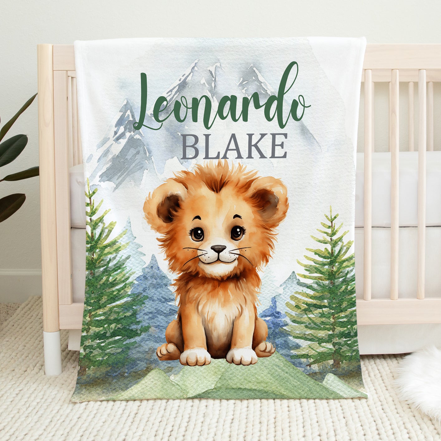 Personalized Lion Baby Boy Blanket