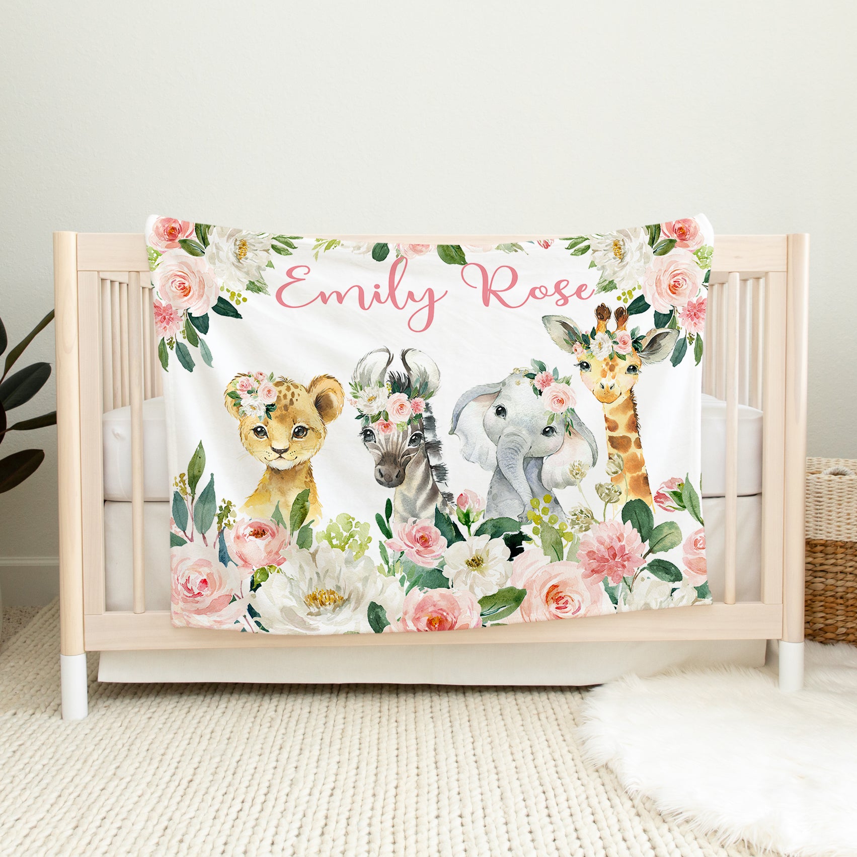 Safari Pink Floral Blanket