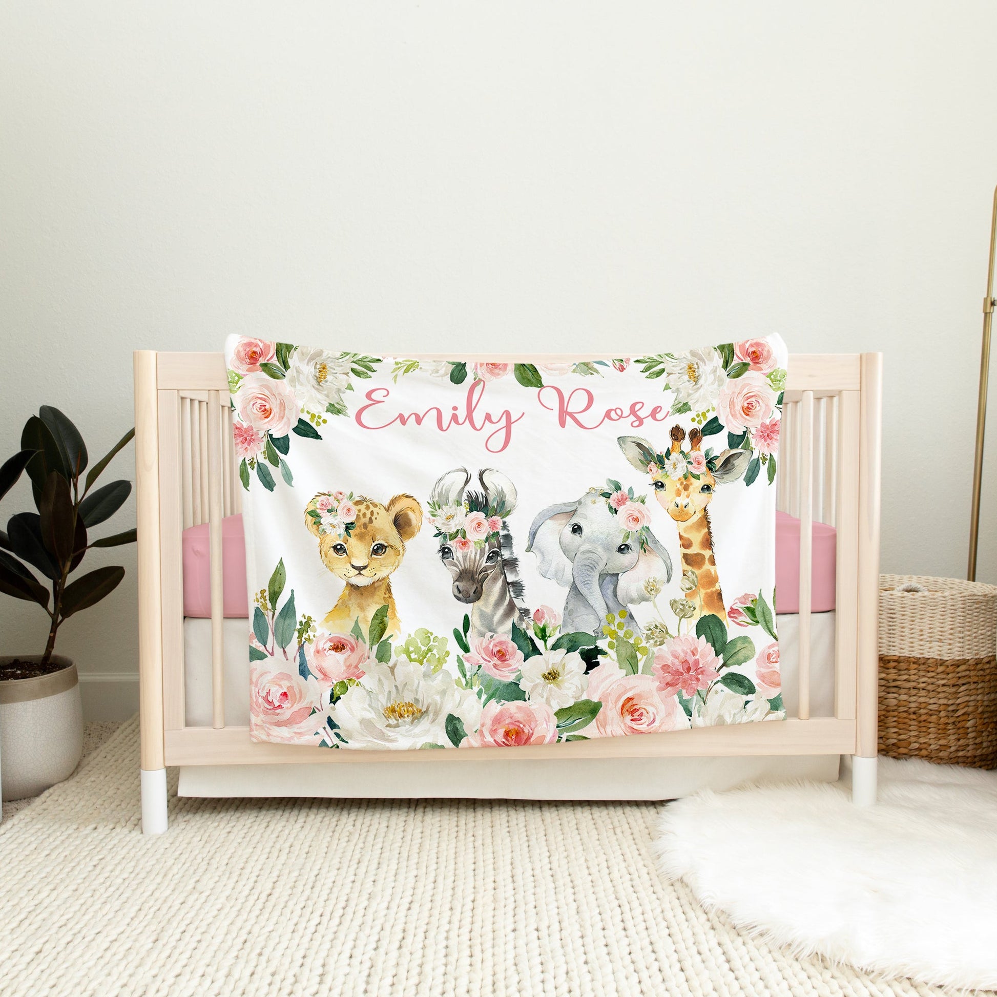 Safari Pink Floral Blanket