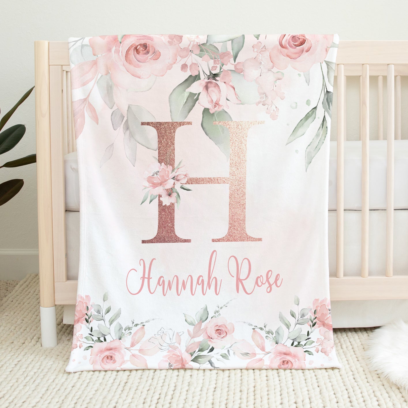 Blush Pink Floral Blanket