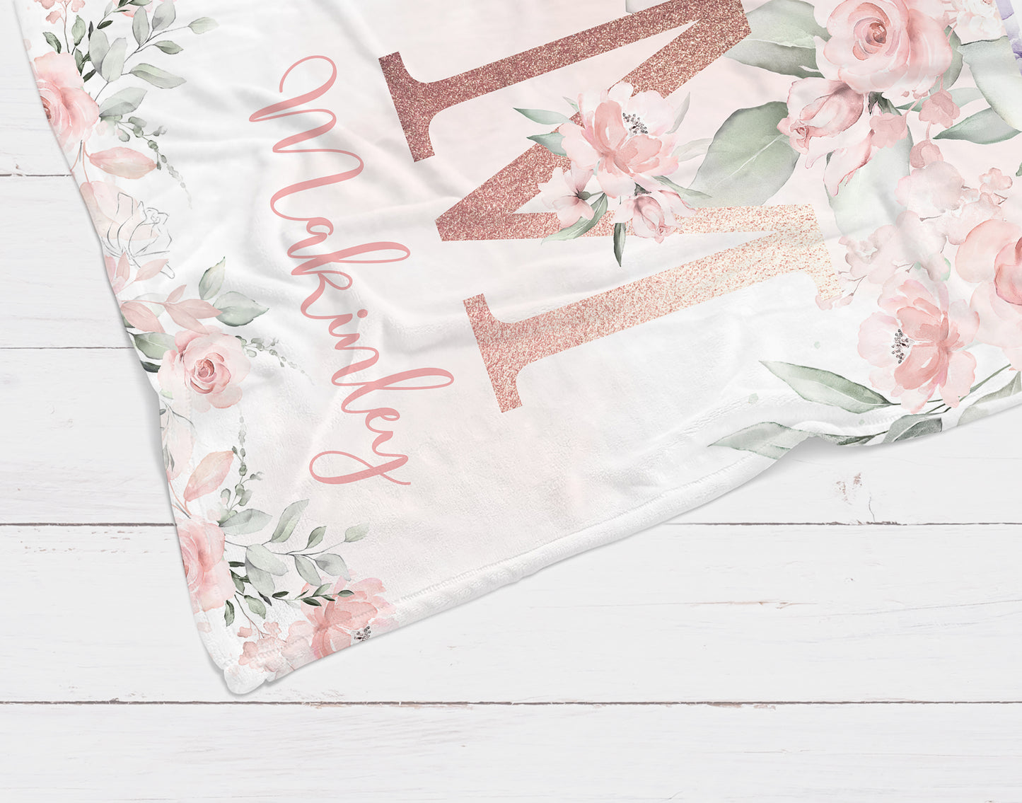 Blush Pink Floral Blanket