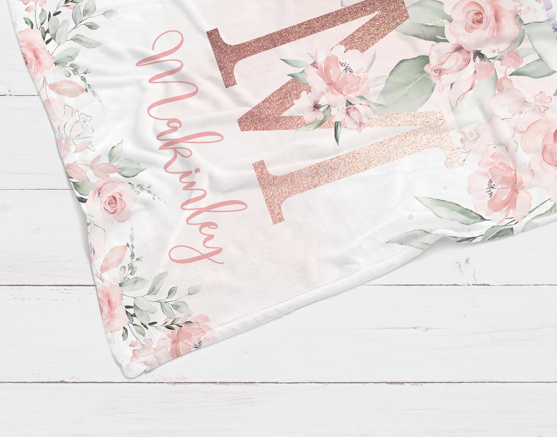 Blush Pink Floral Blanket