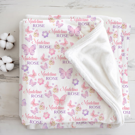 Butterfly Floral Blanket