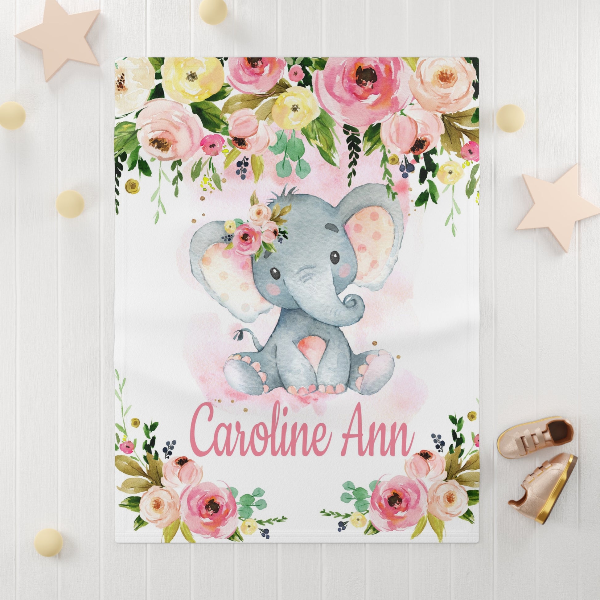 Elephant Floral Blanket