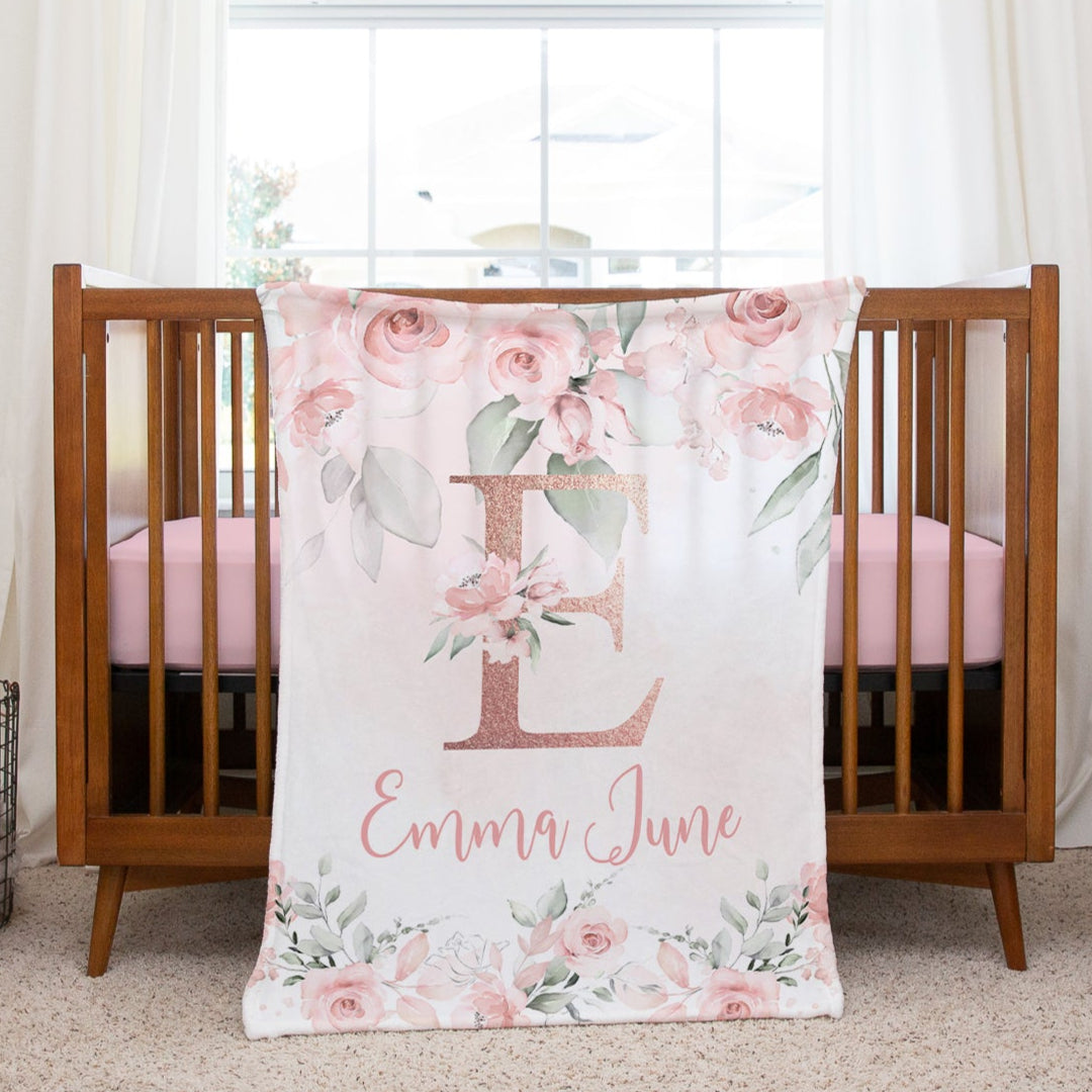Blush Pink Floral Blanket