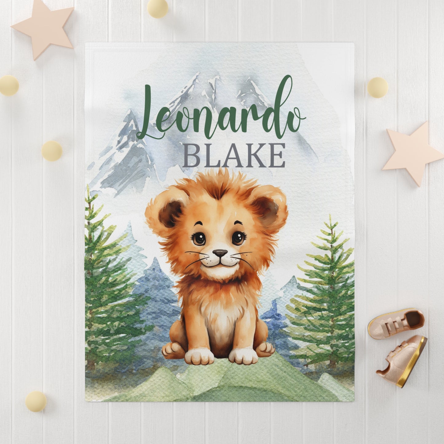 Personalized Lion Baby Boy Blanket