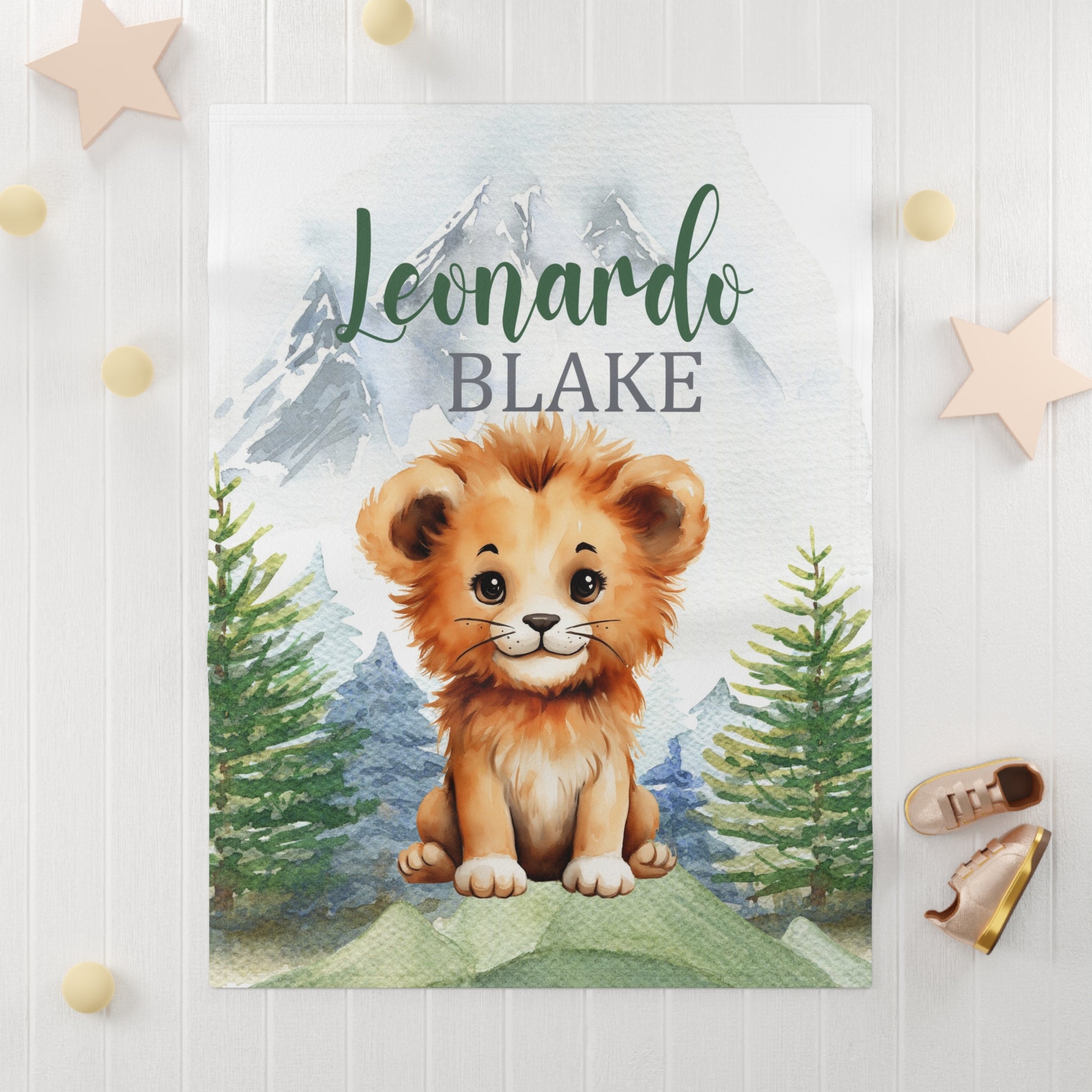 Personalized Lion Baby Boy Blanket