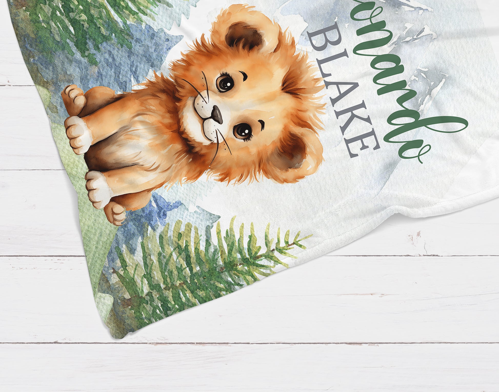 Personalized Lion Baby Boy Blanket