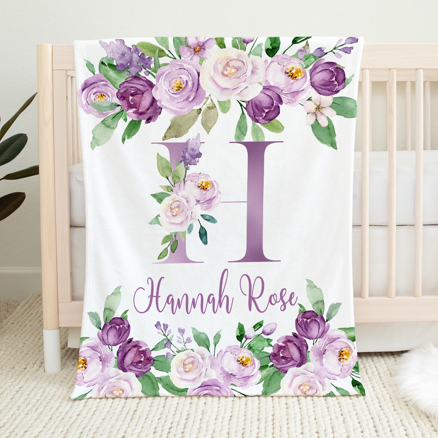 Purple Floral NameBlanket
