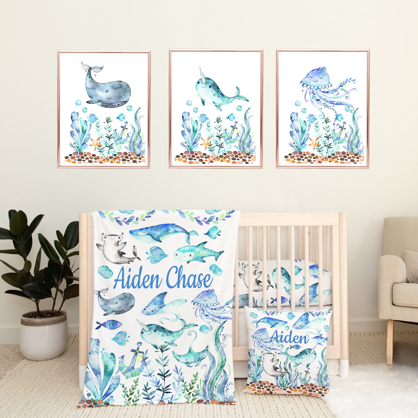 Sea Animals Baby Boy Nursery Set