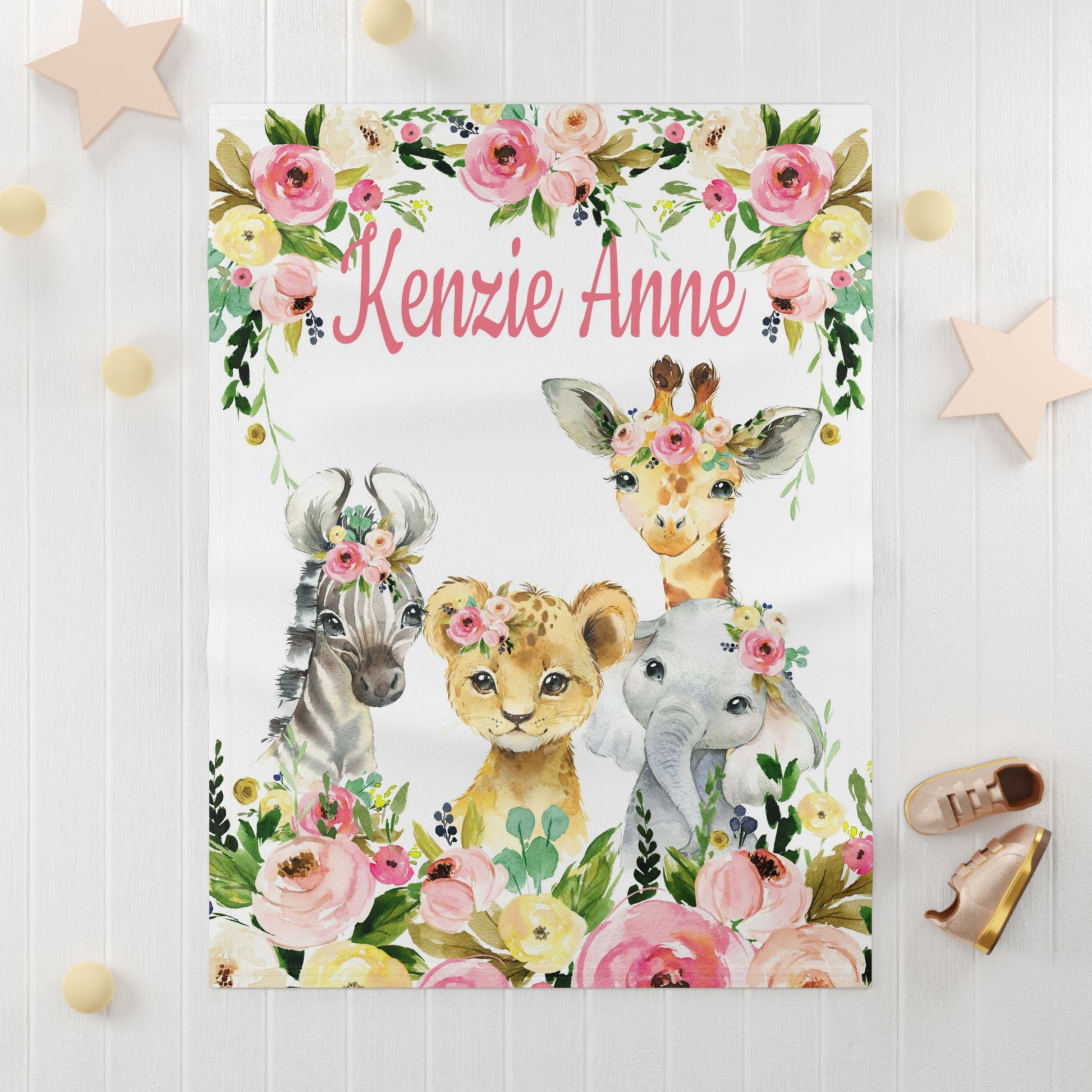 Safari Animals Baby Girl Blanket 