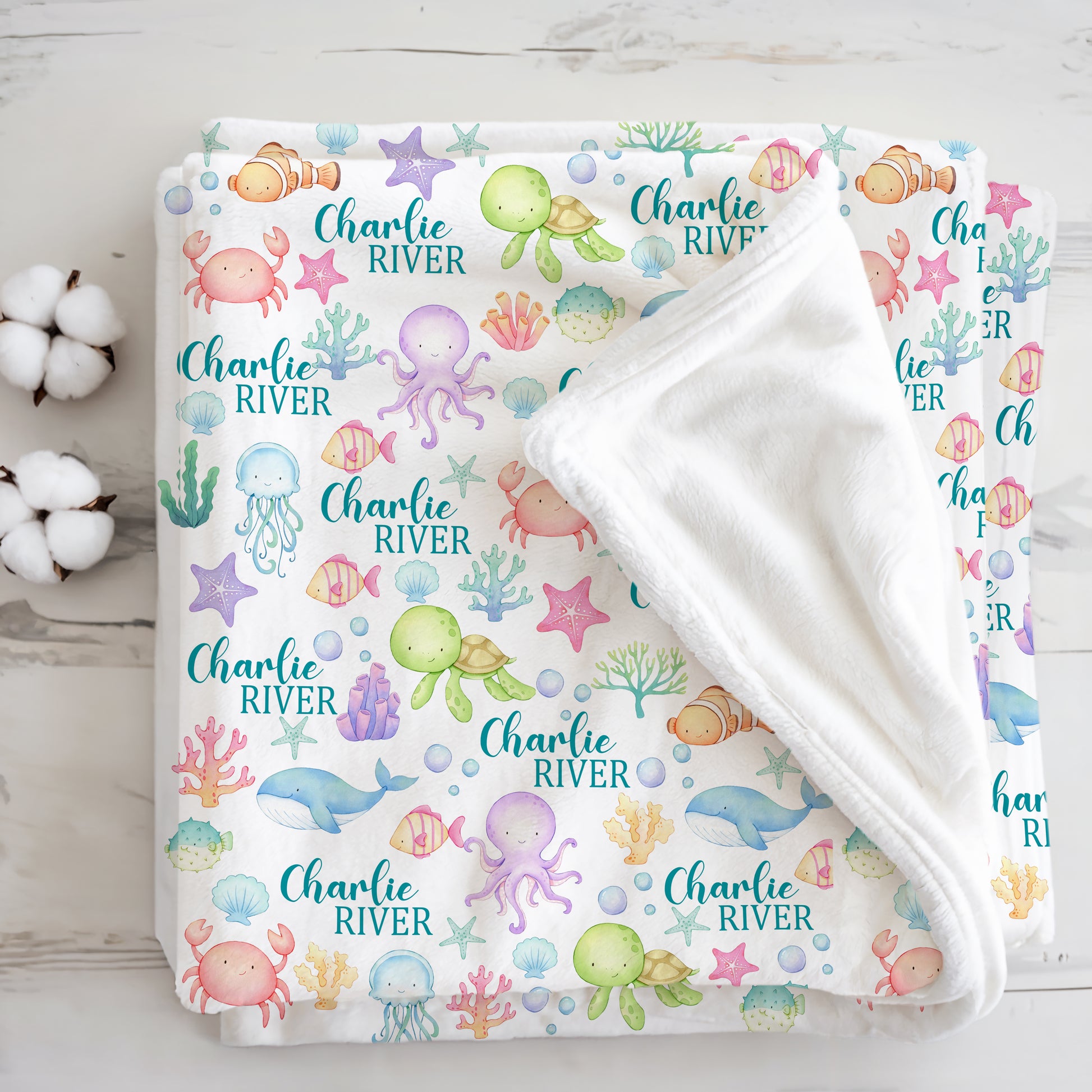 Sea Animals Name Blanket