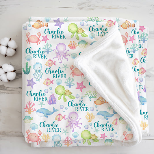 Sea Animals Name Blanket