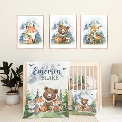 Woodland Animals Baby BoyNursery Crib Bedding Set