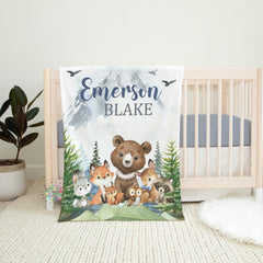 Woodland Animals Baby BoyNursery Crib Bedding Set