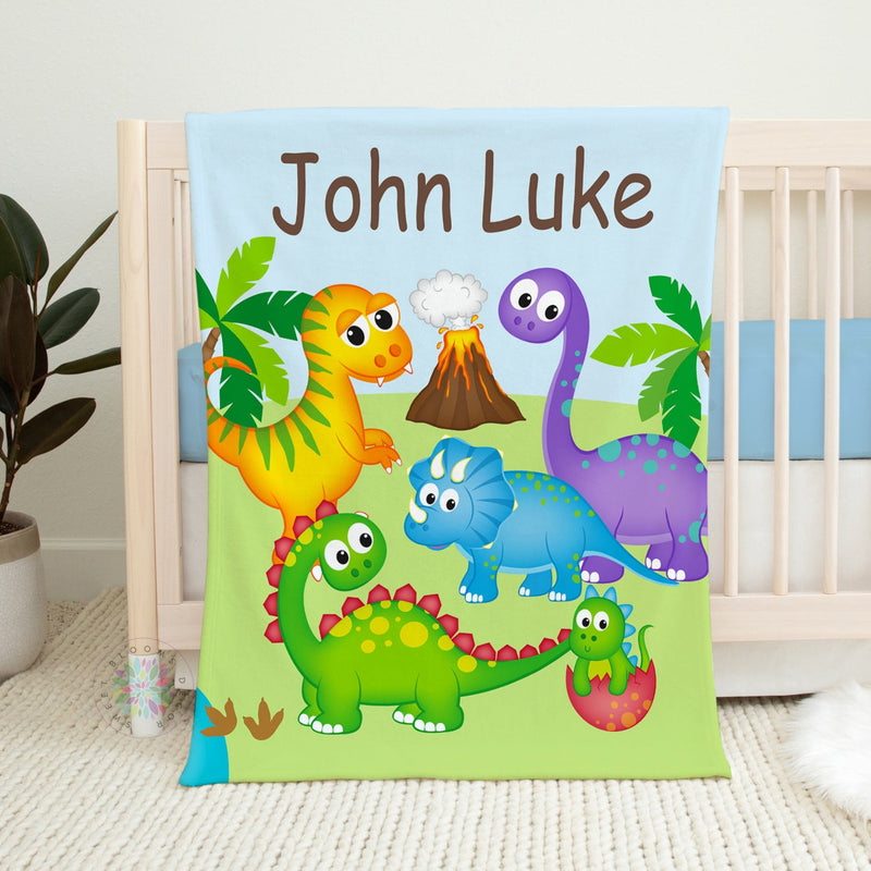 Dinosaurs Name Blanket Personalized Baby Boy Dinosaur Crib Bedding Boy Baby Shower Gift Birthday Gift B1176 Sweet Blooms Design Co