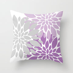 Purple Gray Floral Decorative Throw Pillow