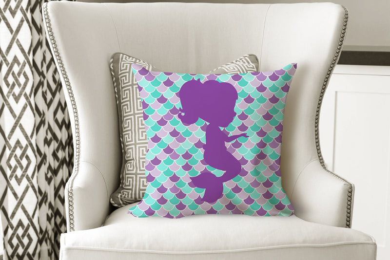 Mermaid Throw Pillow Purple Teal Aqua Mermaid Pillow Mermaid Bedroom Decor Mermaid Nursery Decor Mermaid Girl Room Decor Sea Animals Ocean