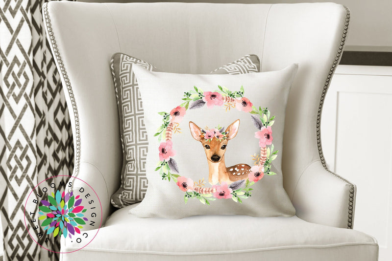 Deer Throw Pillow Woodland Pillow Woodland Girl Bedroom Decor Flraol Deer Nursery Decor Woodland Nursery Decor Deer Baby Shower