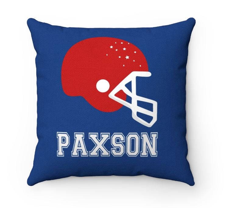 Football Throw Pillow Sports Kids Pillow Football Bedroom Decor Navy Blue Red Spprtsr Nursery Decor Football Kids Decorative Pillow P137