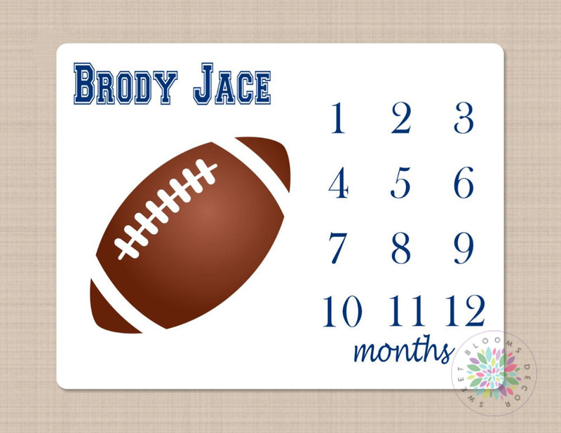 Football Milestone Blanket Football Baby Boy Blanket Monogram Baby Blanket Sports Blanket Baby Bedding Football Baby Shower Gift B129