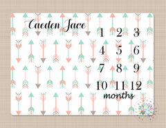 Arrows Milestone Blanket Arrows Blanket Monthly Personalized Woodland Arrows Months Baby Name Monthly Growth Tracker Baby Shower Gift B210