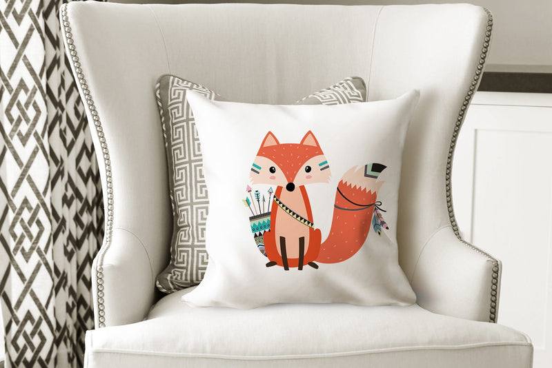 Fox Throw Pillow Tribal Fox Pillow Woodland Bedroom Decor Fox Nursery Decor Fox Room Decor Fox Tribal Woodland Nursery Decor Fox Baby Shower