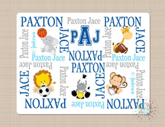 Personalized Safari Animals Baby Name Blanket Sports Monogram Baby Blanket Elephant Lion Monkey Giraffe Blanket Baby Future All Star B142