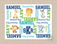 Animals Baby Blanket Safari Baby Boy Blanket Animals Monogram Baby Blanket Elephant Lion Monkey Giraffe Blanket Baby Future All Star B190