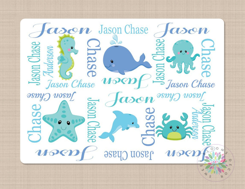 Sea Animals Baby Blanket Ocean Baby Boy Blanket Under The Sea Bedding Whale Sea Horse Octopus Crab Star Fish Blanket Pink Purple Green B420