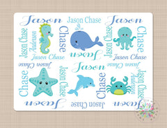 Sea Animals Baby Blanket Ocean Baby Boy Blanket Under The Sea Bedding Whale Sea Horse Octopus Crab Star Fish Blanket Pink Purple Green B420