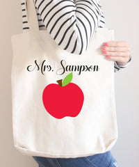 Teacher Tote Bag Personalized Name Birthday Gift Apple Teacher Gift Library Bag Gifts for Teacher T117