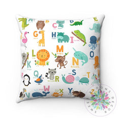 Animals Alphabet Nursery Pillow Safari Jungle Animals ABC Baby Room Decor Baby Shower Gift Playroom Decor Daycare 16x16 with Insert 155