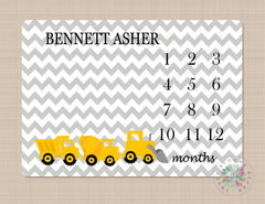 Construction Milestone Baby Blanket Trucks Blanket Constructions Monogram Baby Blanket Trucks Newborn Baby Bedding Baby Shower Gift B520