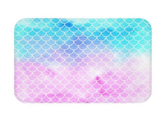 Mermaid Shower Curtain Watercolor Mermaid Scales Pink Teal Blue Purple Pastel Colors Girl Bathroom Curtain Bath Mat Modern S125