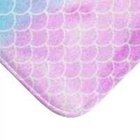 Mermaid Shower Curtain Watercolor Mermaid Scales Pink Teal Blue Purple Pastel Colors Girl Bathroom Curtain Bath Mat Modern S125