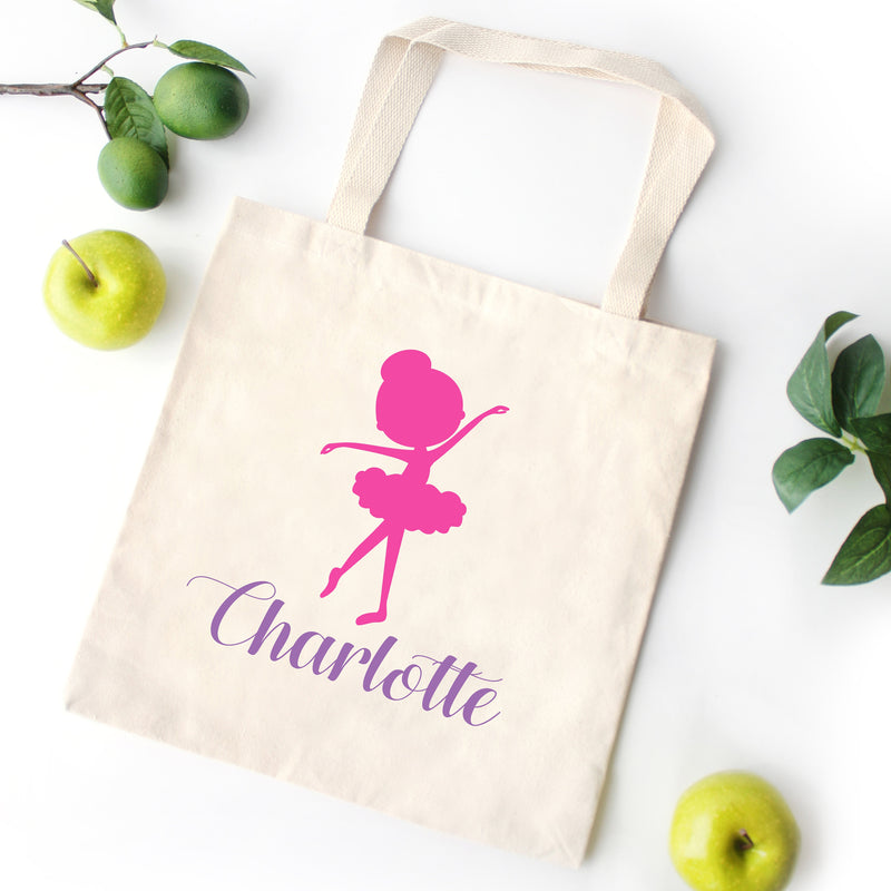 Ballerina Dancer TOTE BAG  Personalized Kids Canvas School Bag Custom Preschool Daycare Toddler Girl Beach Tote Bag Birthday Gift  T111