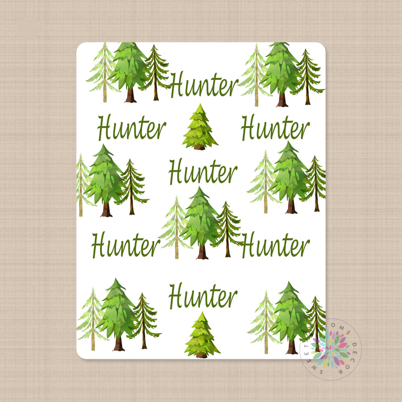 Forest Trees Personalized Baby Boy Name Blanket Leaved Greenery Woodland  AdventurBaby Shower Gift Newborn Swaddle Receiving Blanket 658